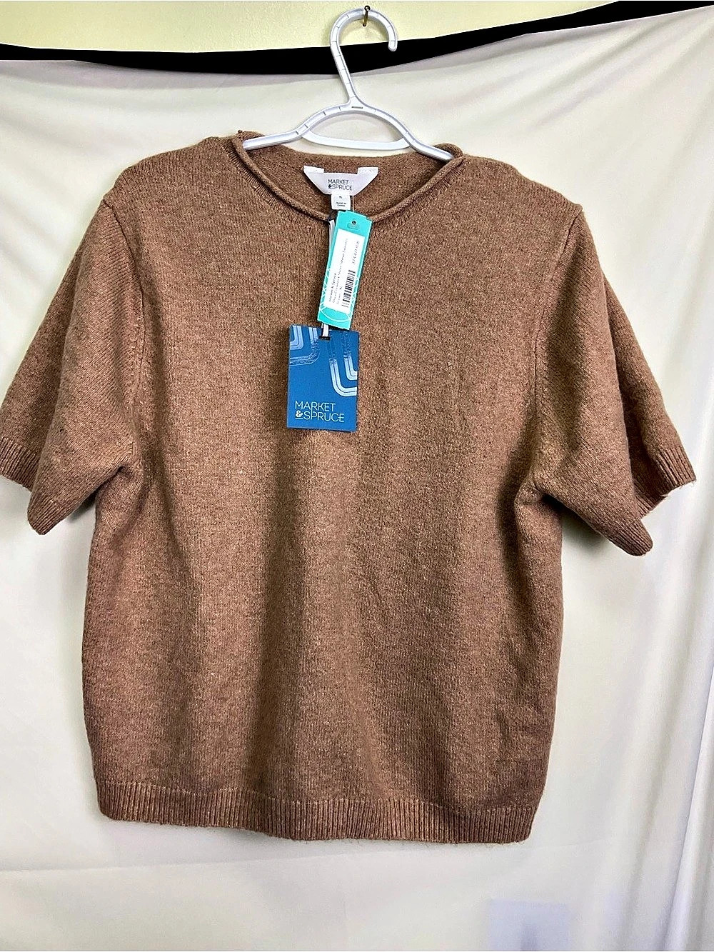 Market & Spruce Rhea Crewneck Short Sleeve Sweater Brown